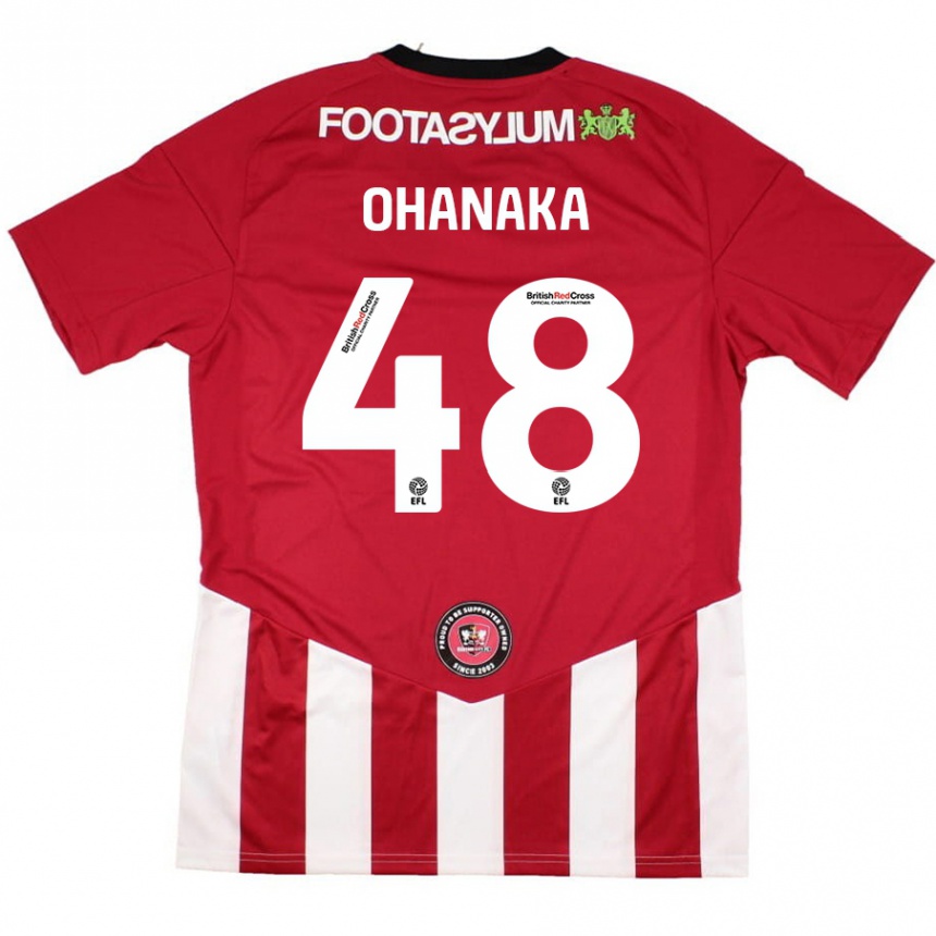 Hombre Fútbol Camiseta Santino Ohanaka #48 Rojo Blanco 1ª Equipación 2024/25 Perú