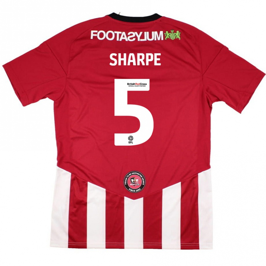 Hombre Fútbol Camiseta Manfy Sharpe #5 Rojo Blanco 1ª Equipación 2024/25 Perú