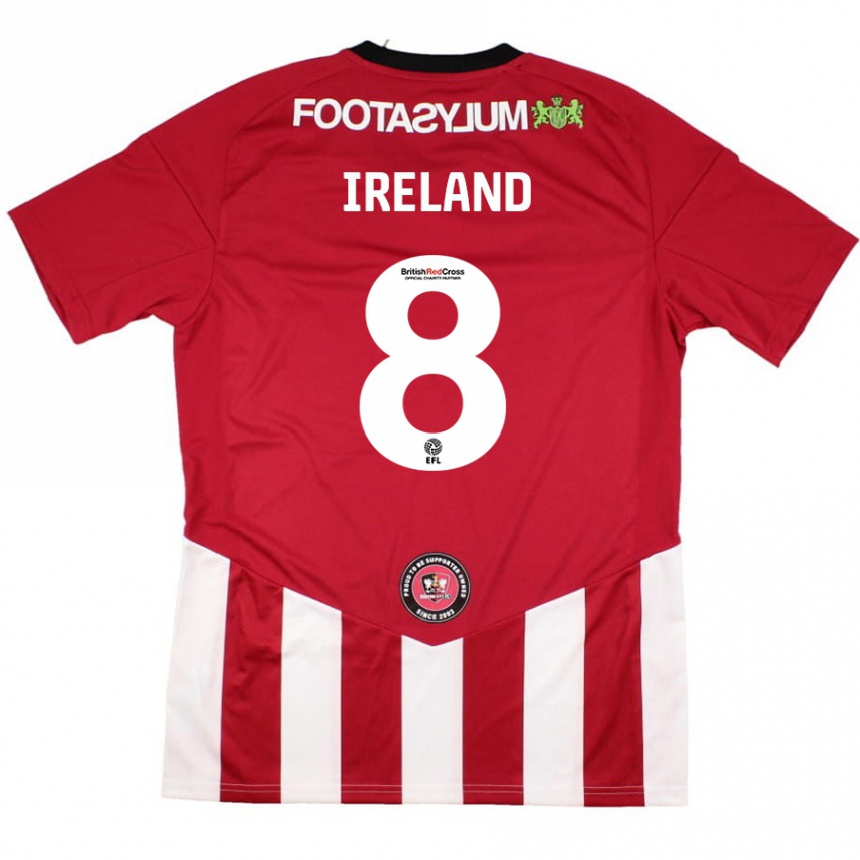 Hombre Fútbol Camiseta Beth Ireland #8 Rojo Blanco 1ª Equipación 2024/25 Perú