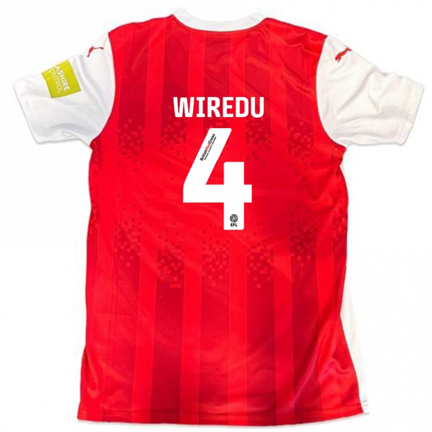 Hombre Fútbol Camiseta Brendan Wiredu #4 Rojo Blanco 1ª Equipación 2024/25 Perú