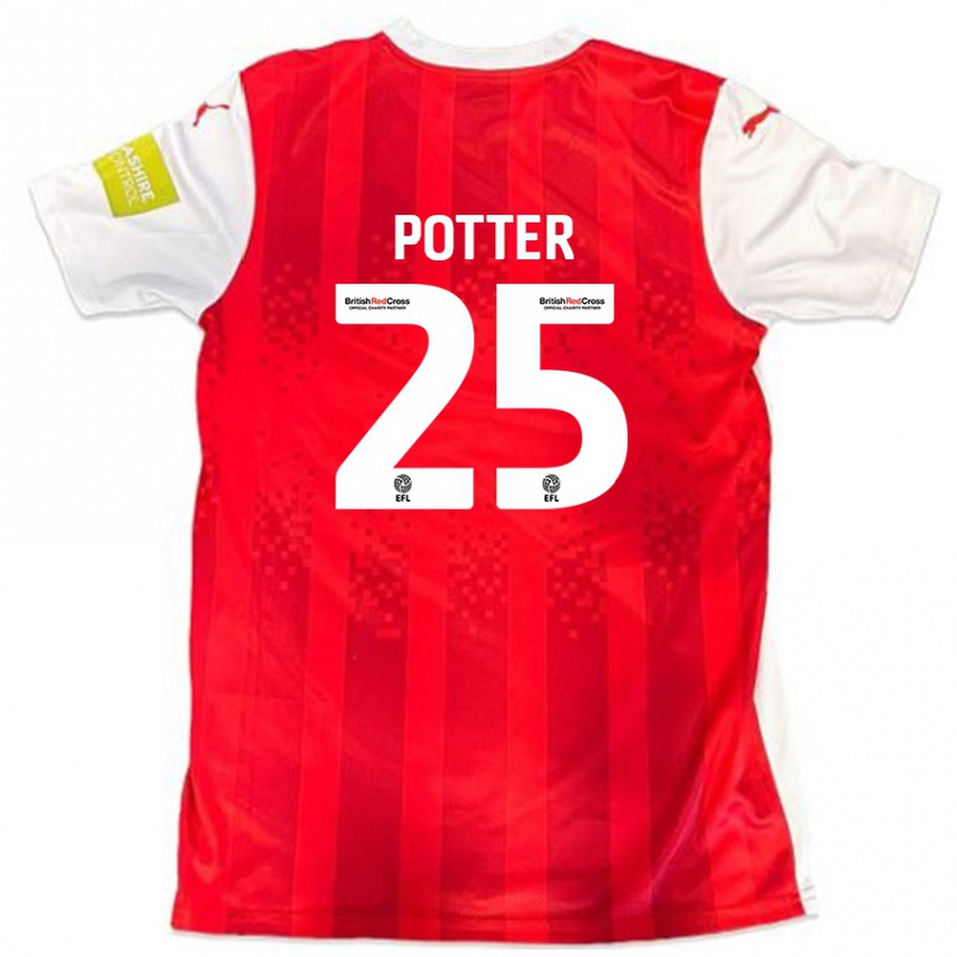 Hombre Fútbol Camiseta Finley Potter #25 Rojo Blanco 1ª Equipación 2024/25 Perú