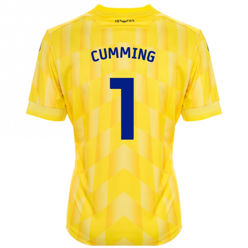 Hombre Fútbol Camiseta Jamie Cumming #1 Amarillo 1ª Equipación 2024/25 Perú