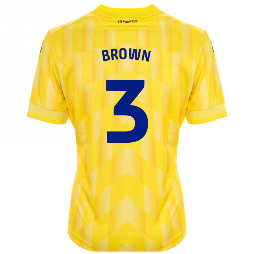 Hombre Fútbol Camiseta Ciaron Brown #3 Amarillo 1ª Equipación 2024/25 Perú