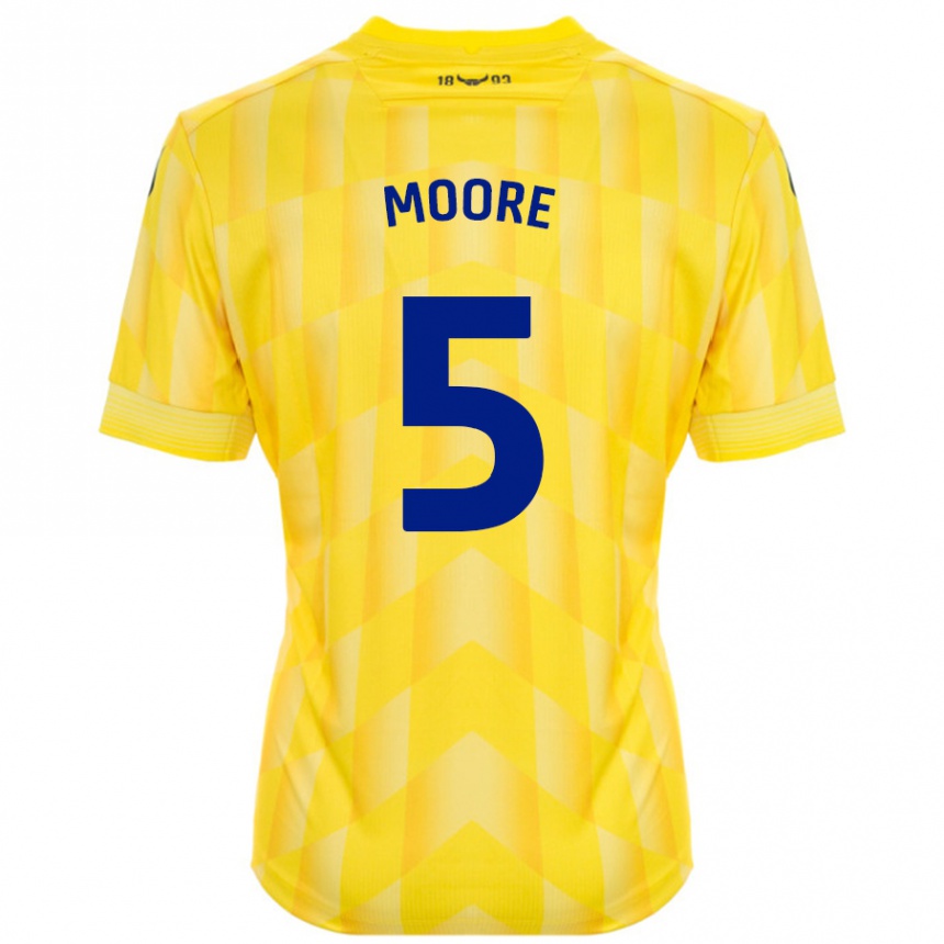 Hombre Fútbol Camiseta Elliott Moore #5 Amarillo 1ª Equipación 2024/25 Perú