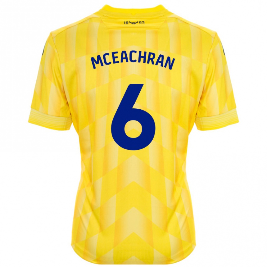 Hombre Fútbol Camiseta Josh Mceachran #6 Amarillo 1ª Equipación 2024/25 Perú