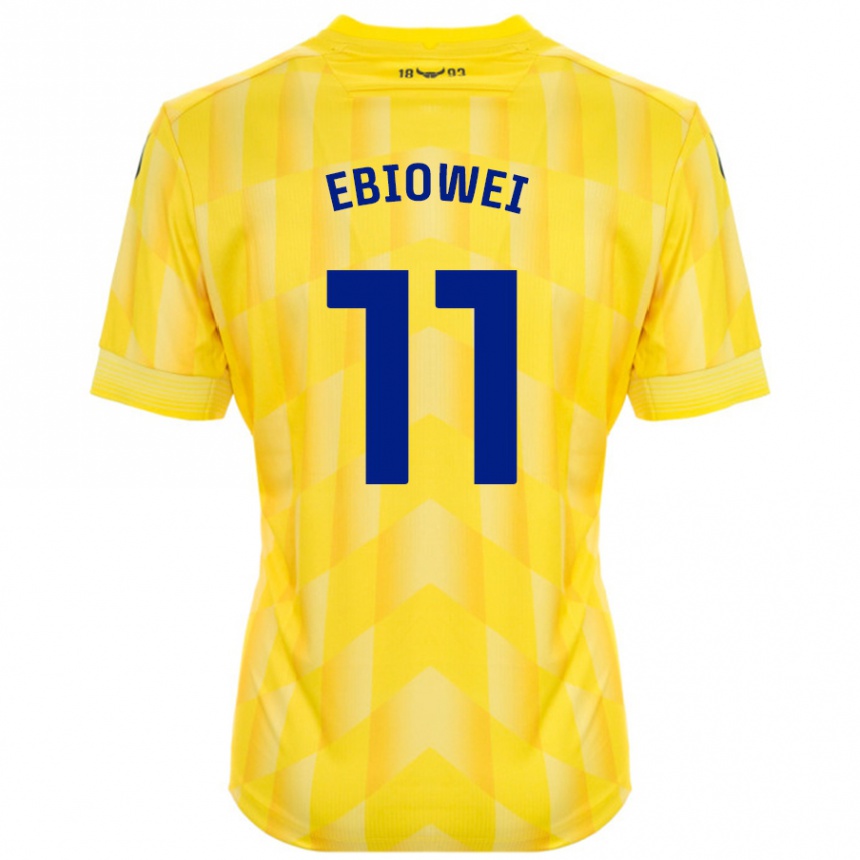 Hombre Fútbol Camiseta Malcolm Ebiowei #11 Amarillo 1ª Equipación 2024/25 Perú