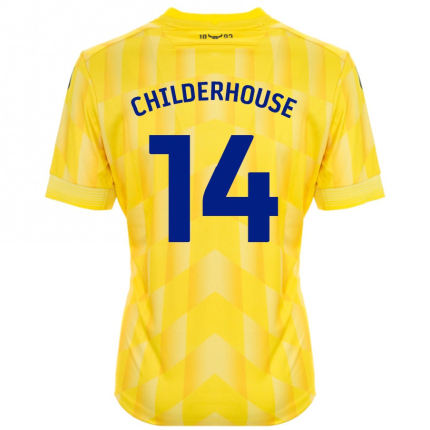 Hombre Fútbol Camiseta Molly Childerhouse #14 Amarillo 1ª Equipación 2024/25 Perú