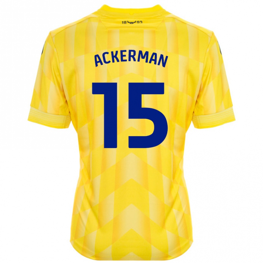 Hombre Fútbol Camiseta Daisy Ackerman #15 Amarillo 1ª Equipación 2024/25 Perú