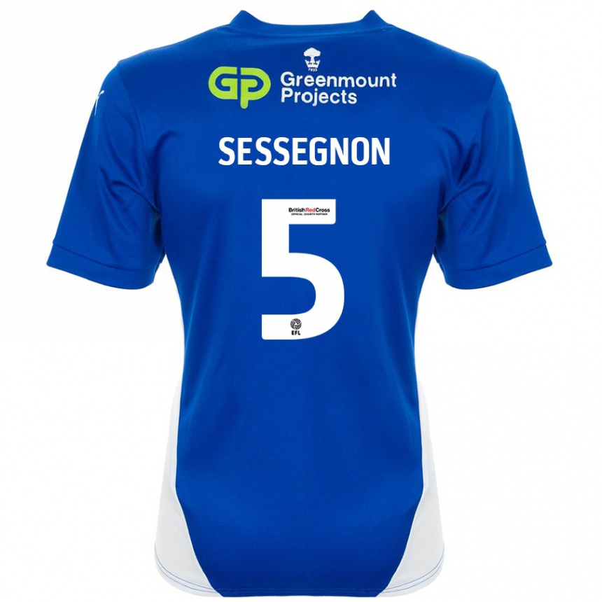 Hombre Fútbol Camiseta Steven Sessegnon #5 Azul Blanco 1ª Equipación 2024/25 Perú