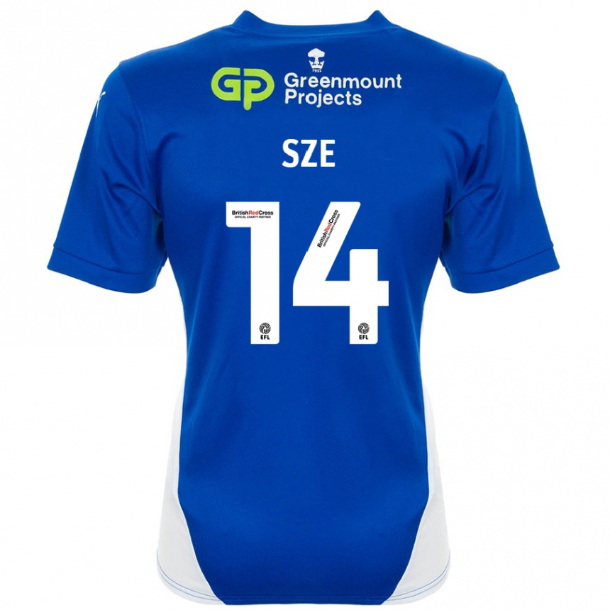 Hombre Fútbol Camiseta Chris Sze #14 Azul Blanco 1ª Equipación 2024/25 Perú