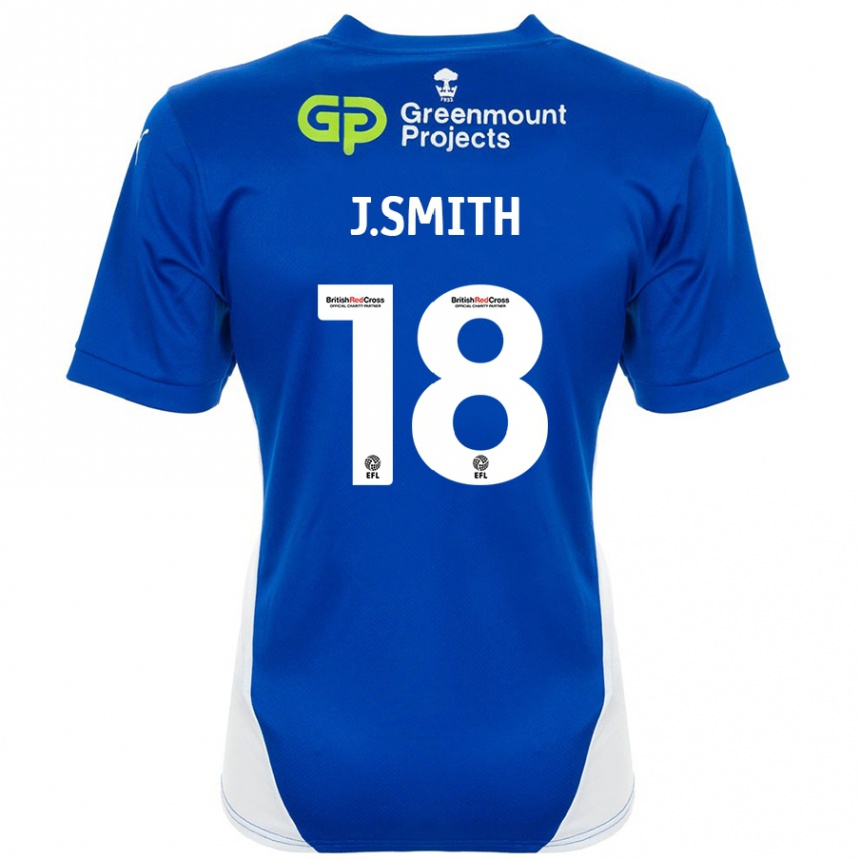 Hombre Fútbol Camiseta Jonny Smith #18 Azul Blanco 1ª Equipación 2024/25 Perú