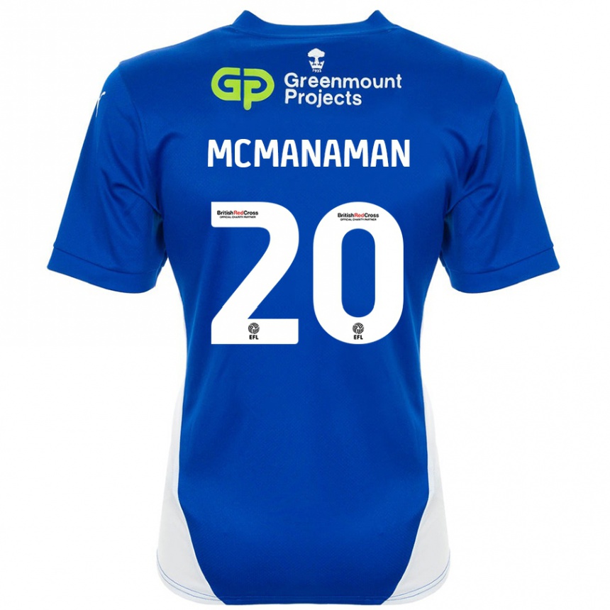 Hombre Fútbol Camiseta Callum Mcmanaman #20 Azul Blanco 1ª Equipación 2024/25 Perú