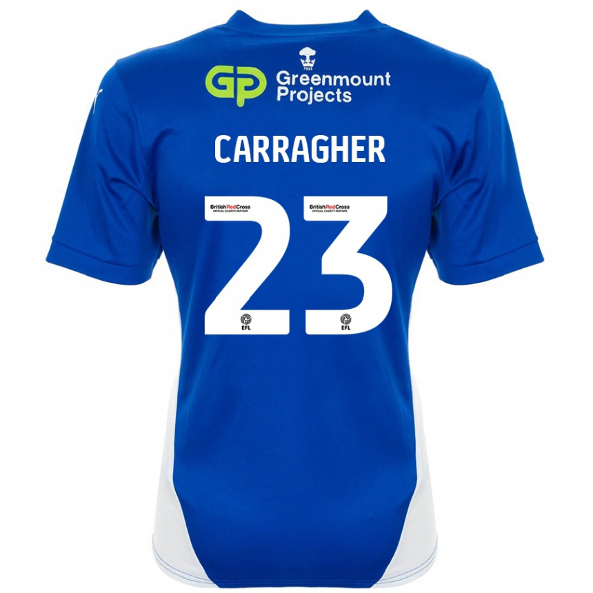 Hombre Fútbol Camiseta James Carragher #23 Azul Blanco 1ª Equipación 2024/25 Perú