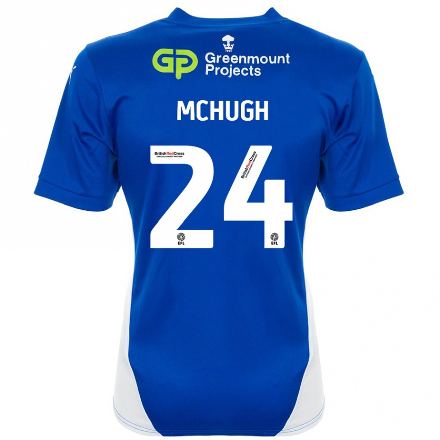 Hombre Fútbol Camiseta Harry Mchugh #24 Azul Blanco 1ª Equipación 2024/25 Perú