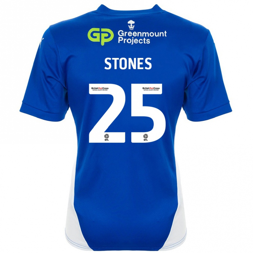 Hombre Fútbol Camiseta Josh Stones #25 Azul Blanco 1ª Equipación 2024/25 Perú