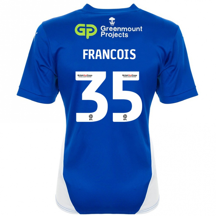 Hombre Fútbol Camiseta Tyrese Francois #35 Azul Blanco 1ª Equipación 2024/25 Perú