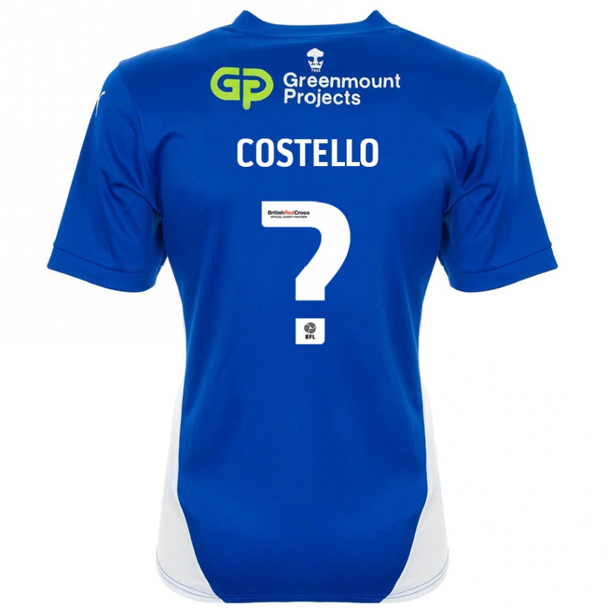 Hombre Fútbol Camiseta Tom Costello #0 Azul Blanco 1ª Equipación 2024/25 Perú