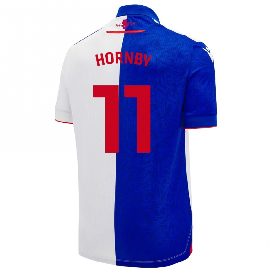 Hombre Fútbol Camiseta Megan Hornby #11 Azul Cielo Blanco 1ª Equipación 2024/25 Perú