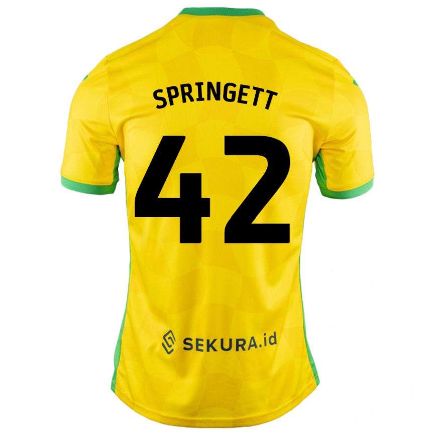 Hombre Fútbol Camiseta Tony Springett #42 Amarillo Verde 1ª Equipación 2024/25 Perú