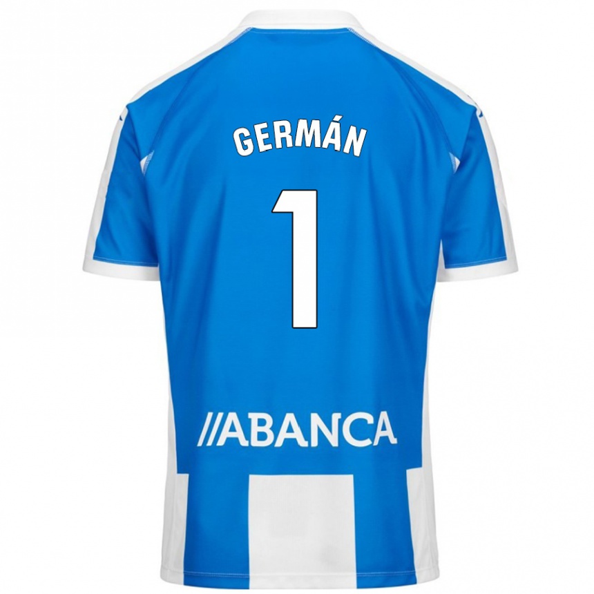 Hombre Fútbol Camiseta Germán Parreño #1 Azul Blanco 1ª Equipación 2024/25 Perú