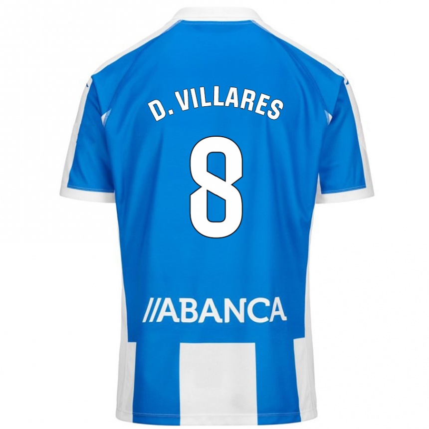 Hombre Fútbol Camiseta Diego Villares #8 Azul Blanco 1ª Equipación 2024/25 Perú