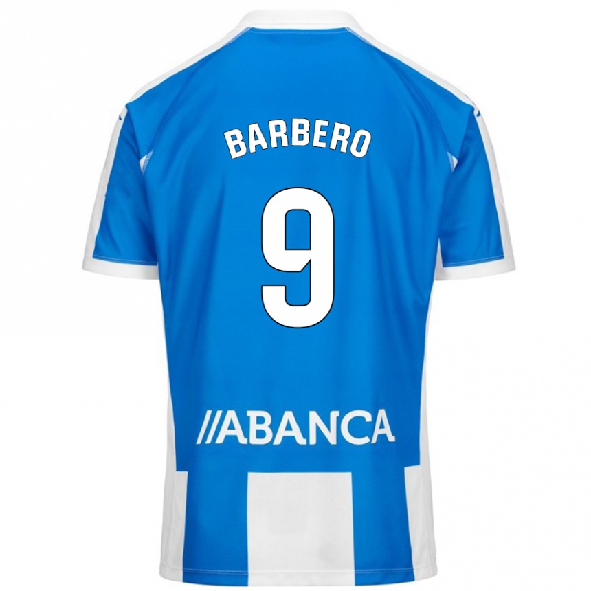 Hombre Fútbol Camiseta Iván Barbero #9 Azul Blanco 1ª Equipación 2024/25 Perú