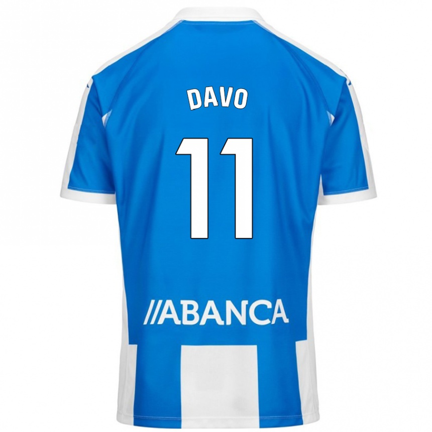 Hombre Fútbol Camiseta Davo #11 Azul Blanco 1ª Equipación 2024/25 Perú