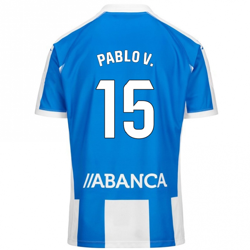 Hombre Fútbol Camiseta Pablo Vázquez #15 Azul Blanco 1ª Equipación 2024/25 Perú