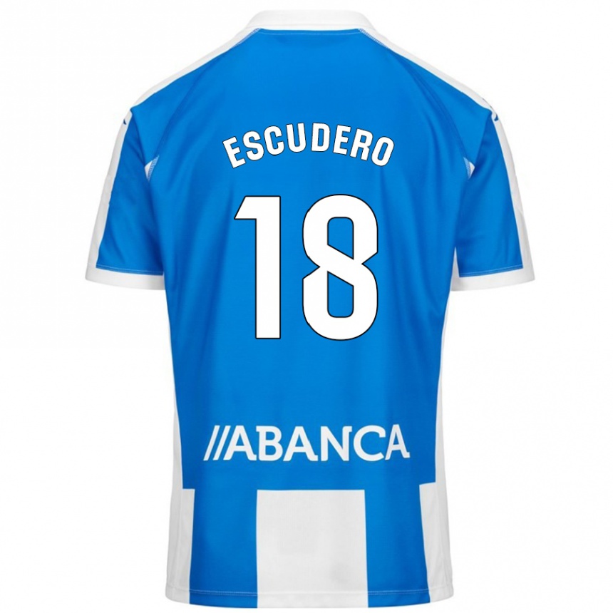 Hombre Fútbol Camiseta Sergio Escudero #18 Azul Blanco 1ª Equipación 2024/25 Perú