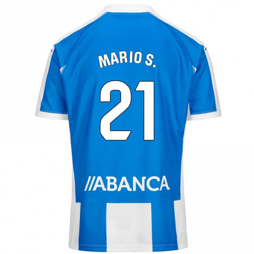 Hombre Fútbol Camiseta Mario Soriano #21 Azul Blanco 1ª Equipación 2024/25 Perú