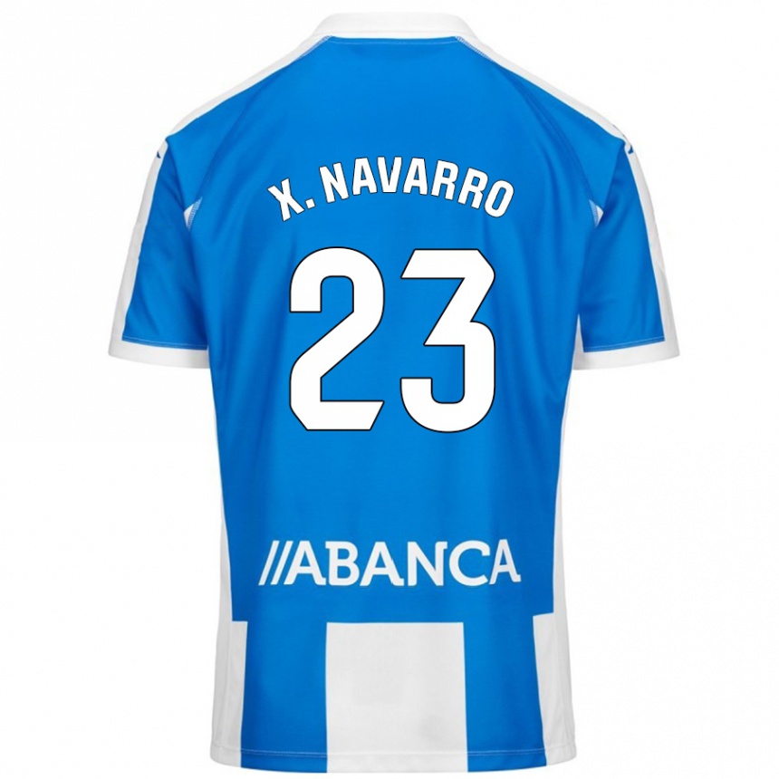 Hombre Fútbol Camiseta Ximo Navarro #23 Azul Blanco 1ª Equipación 2024/25 Perú