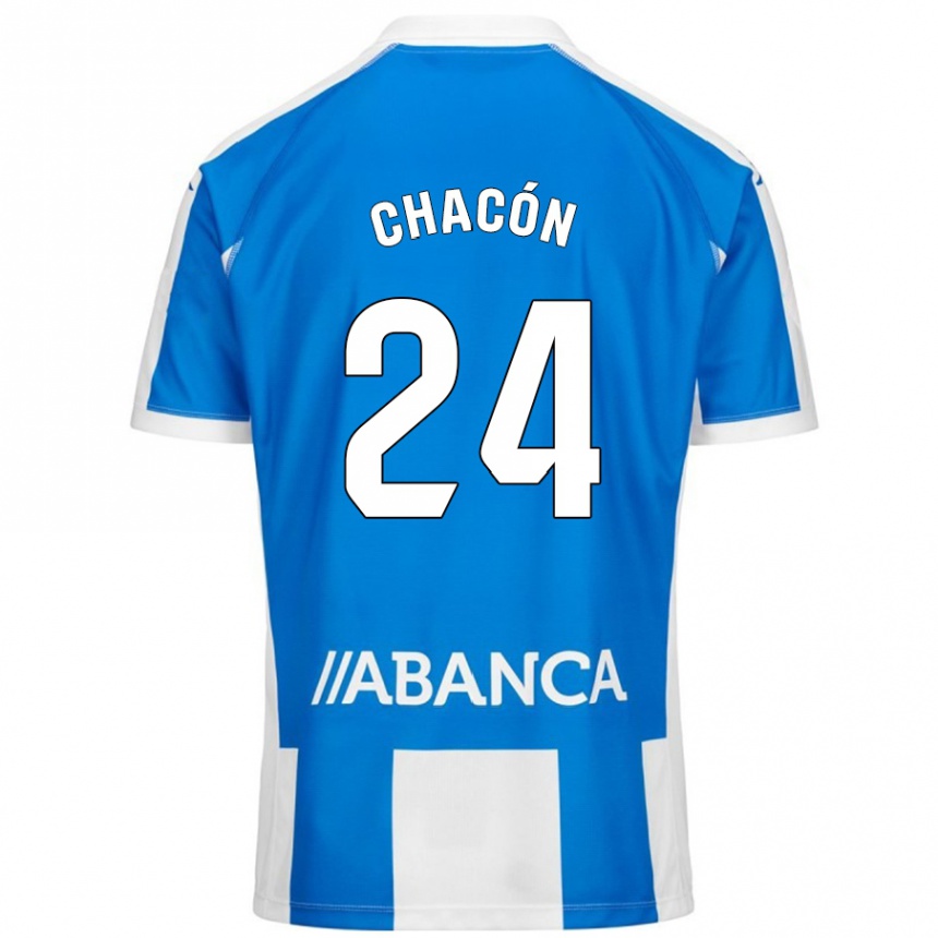 Hombre Fútbol Camiseta Luis Chacón #24 Azul Blanco 1ª Equipación 2024/25 Perú