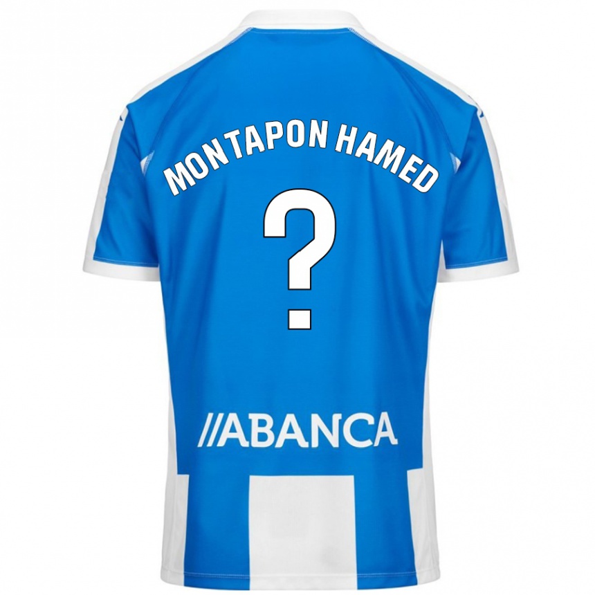 Hombre Fútbol Camiseta Fadil Montapon Hamed #0 Azul Blanco 1ª Equipación 2024/25 Perú