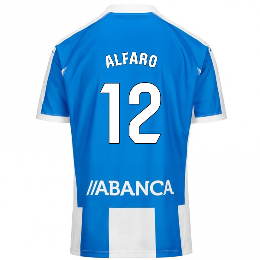 Hombre Fútbol Camiseta Alejandro Alfaro #12 Azul Blanco 1ª Equipación 2024/25 Perú