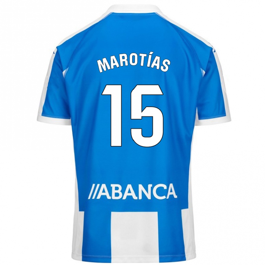 Hombre Fútbol Camiseta Oscar Marotías #15 Azul Blanco 1ª Equipación 2024/25 Perú