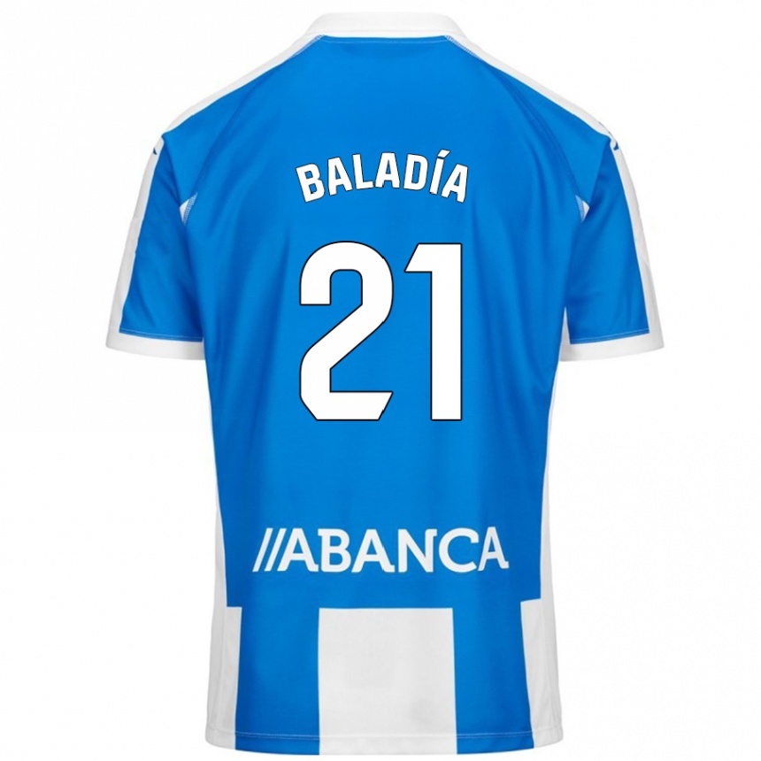 Hombre Fútbol Camiseta Álvaro Baladía #21 Azul Blanco 1ª Equipación 2024/25 Perú