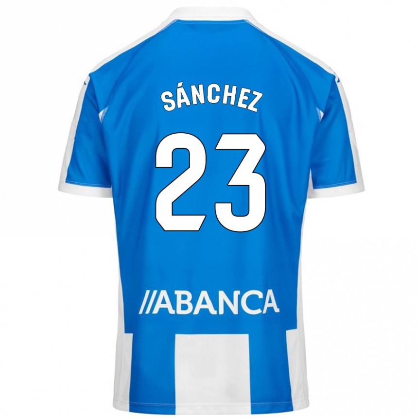 Hombre Fútbol Camiseta Kevin Sánchez #23 Azul Blanco 1ª Equipación 2024/25 Perú