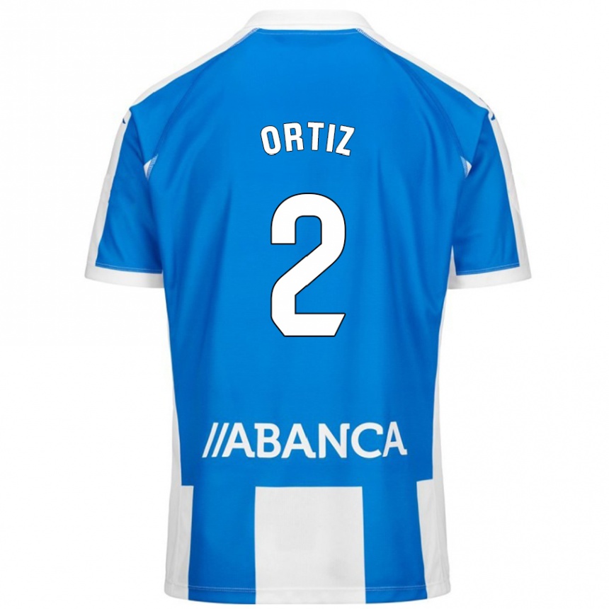 Hombre Fútbol Camiseta Samara Ortiz #2 Azul Blanco 1ª Equipación 2024/25 Perú