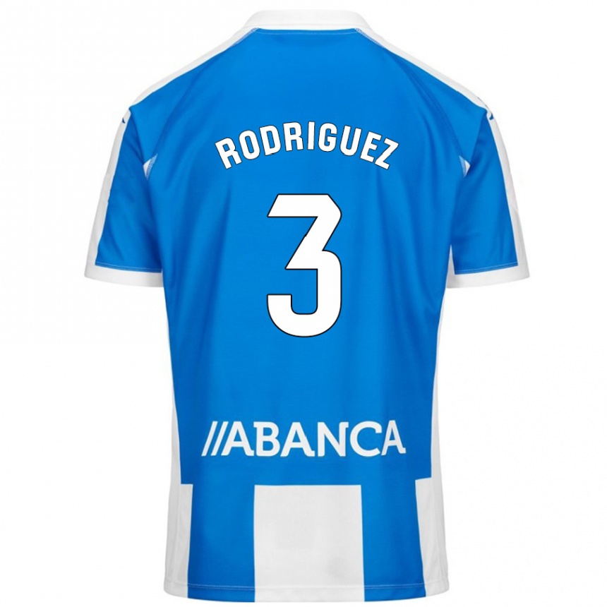 Hombre Fútbol Camiseta Clara Rodríguez #3 Azul Blanco 1ª Equipación 2024/25 Perú