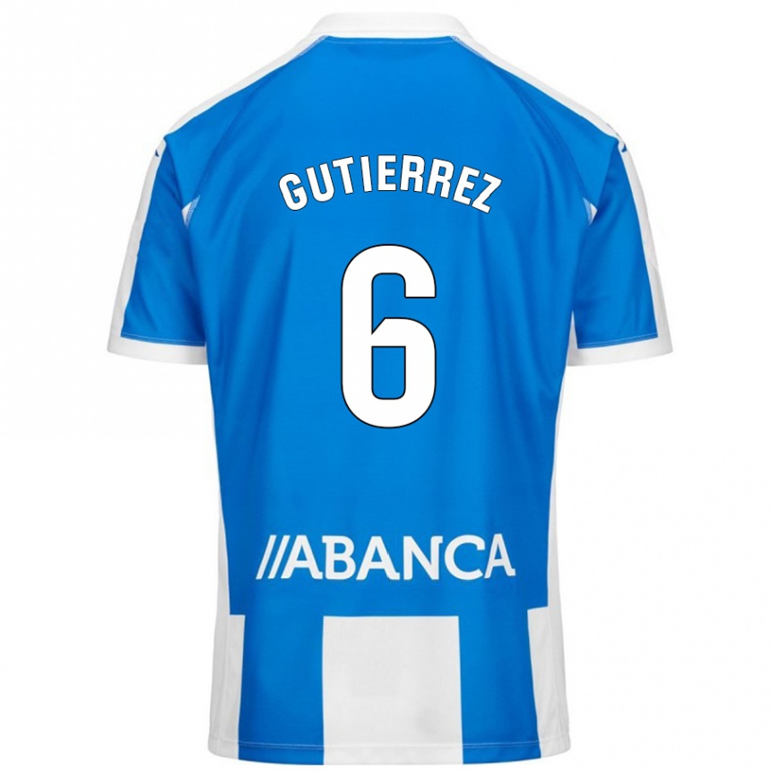 Hombre Fútbol Camiseta Paula Gutiérrez #6 Azul Blanco 1ª Equipación 2024/25 Perú