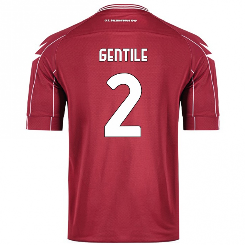 Hombre Fútbol Camiseta Davide Gentile #2 Borgoña 1ª Equipación 2024/25 Perú