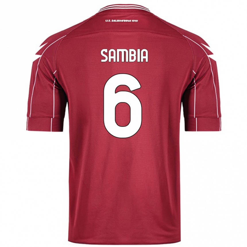 Hombre Fútbol Camiseta Junior Sambia #6 Borgoña 1ª Equipación 2024/25 Perú