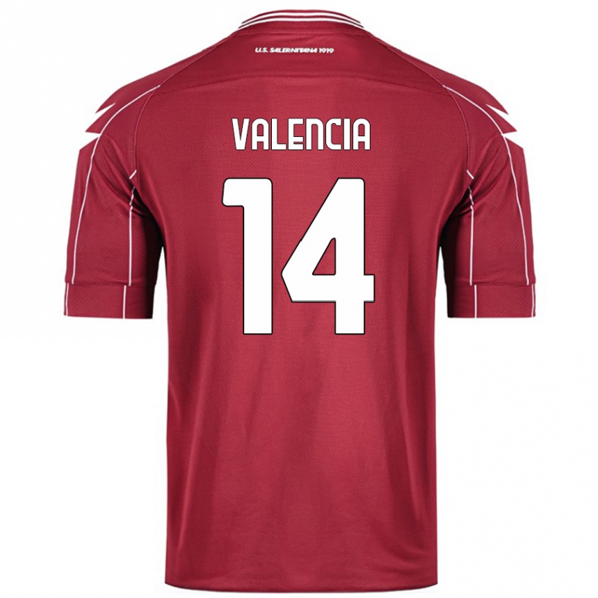 Hombre Fútbol Camiseta Diego Valencia #14 Borgoña 1ª Equipación 2024/25 Perú