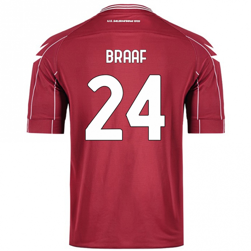 Hombre Fútbol Camiseta Jayden Braaf #24 Borgoña 1ª Equipación 2024/25 Perú