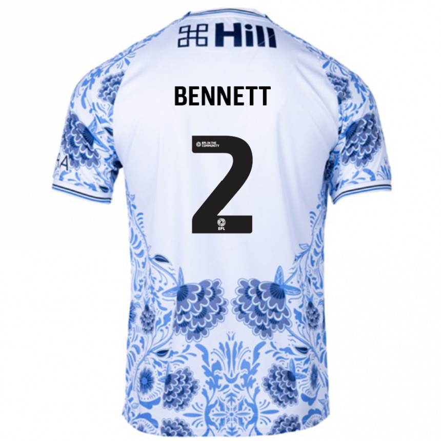 Hombre Fútbol Camiseta Liam Bennett #2 Blanco Azul 2ª Equipación 2024/25 Perú