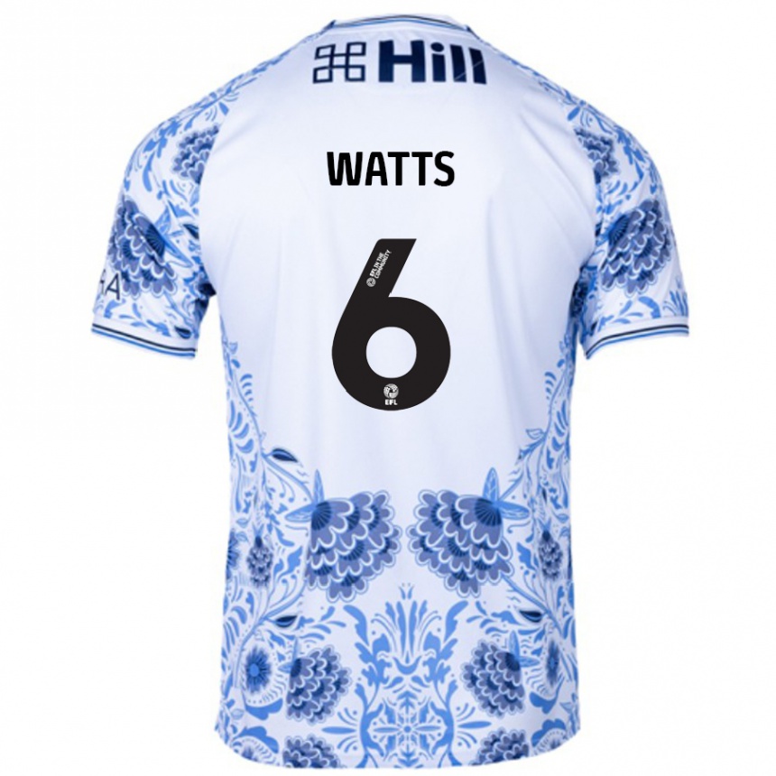 Hombre Fútbol Camiseta Kell Watts #6 Blanco Azul 2ª Equipación 2024/25 Perú