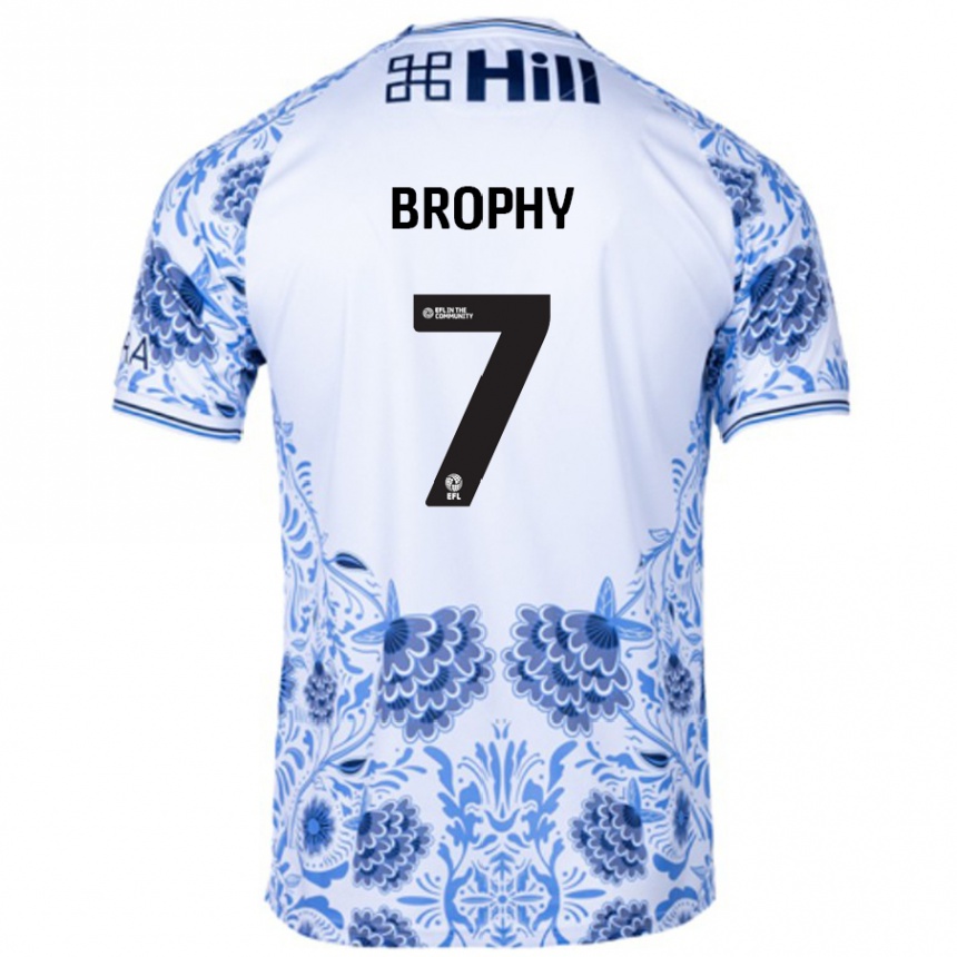 Hombre Fútbol Camiseta James Brophy #7 Blanco Azul 2ª Equipación 2024/25 Perú