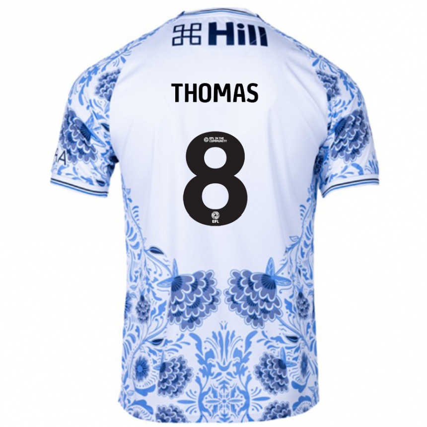 Hombre Fútbol Camiseta George Thomas #8 Blanco Azul 2ª Equipación 2024/25 Perú