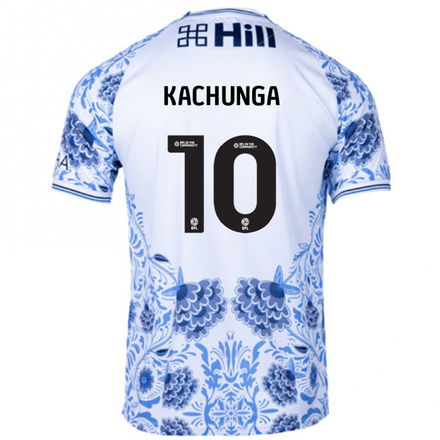 Hombre Fútbol Camiseta Elias Kachunga #10 Blanco Azul 2ª Equipación 2024/25 Perú