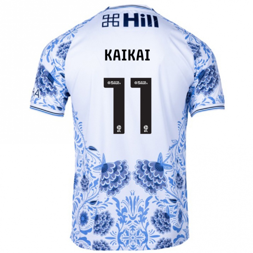 Hombre Fútbol Camiseta Sullay Kaikai #11 Blanco Azul 2ª Equipación 2024/25 Perú